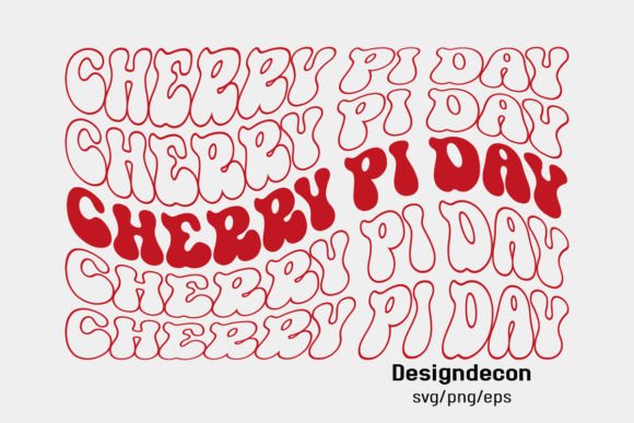Cherry Pi Day Mirrored Text Retro Svg